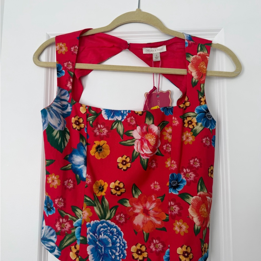 Chelsea & Violet Red Floral Square-Neck Tank